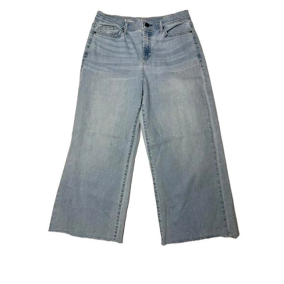 a.n.a. High Rise Wide Leg Crop Light Wash Frayed Hem Jeans Siae 10 #1980 - Picture 1 of 8
